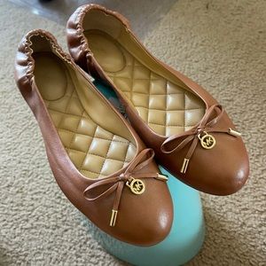 Michael Kors brown leather flats, size 9